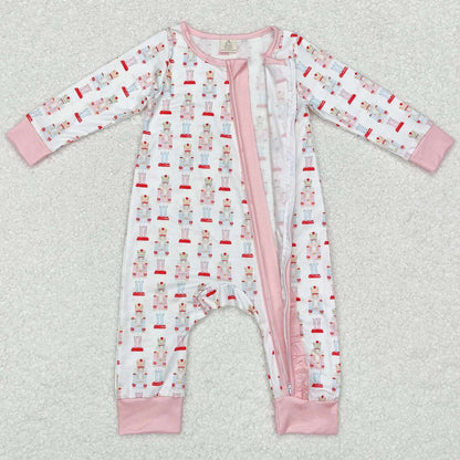 Boutique Infant Baby Girls Rompers Sibling Christmas Zip Bamboo Rompers LR1185