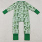 Baby Girls Rompers Green Clover Bows St Patrick Zipper Footie Rompers LR2654 10.2