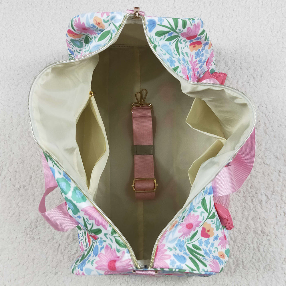 Kids Girls Bags Pink Ruffle Floral Print Gym Duffle Bags BA0290 7.9