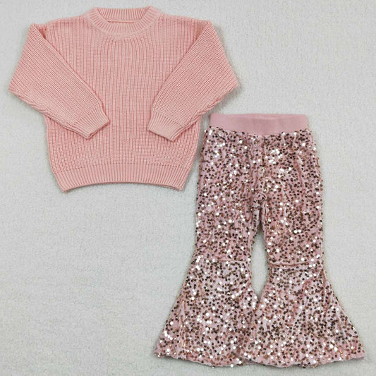 Baby Girls Sweaters Sequin Bell Pants Sets