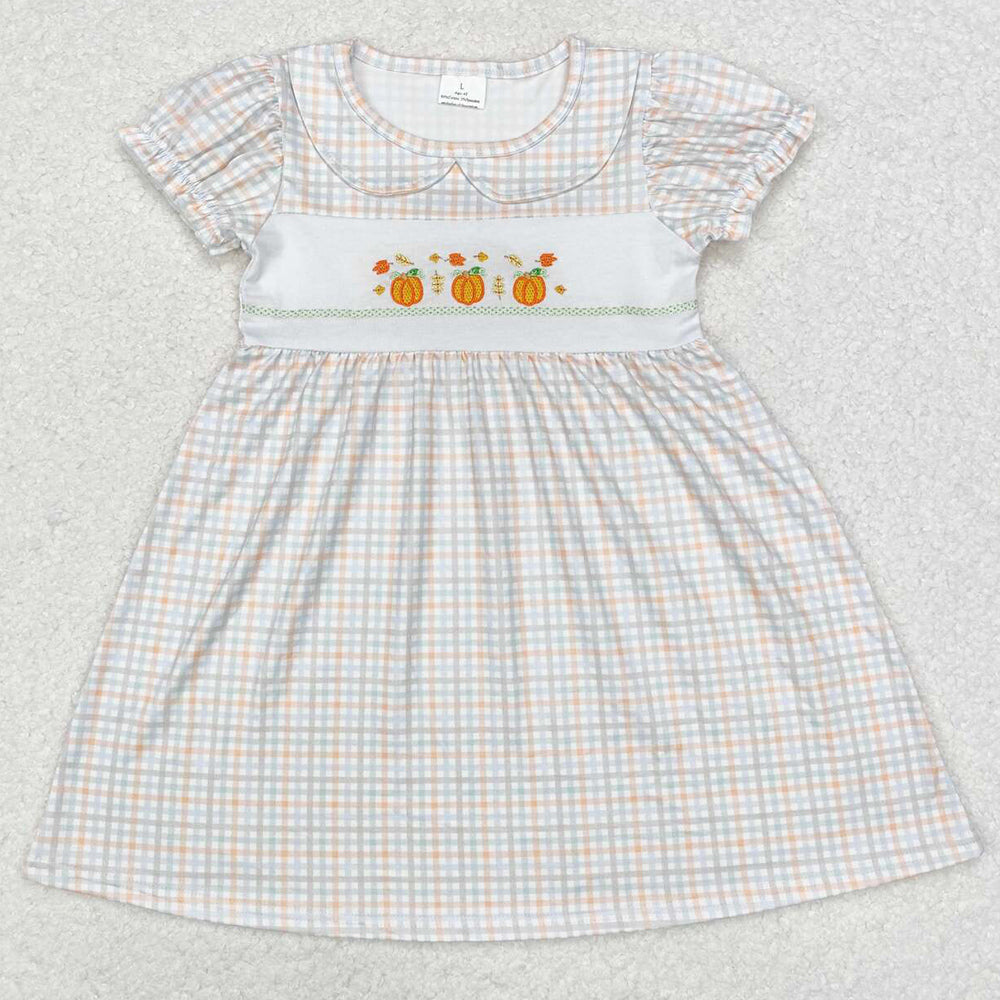 Baby Girls Dress Fall Pumpkin Leaves Knee Length Dresses GSD1420