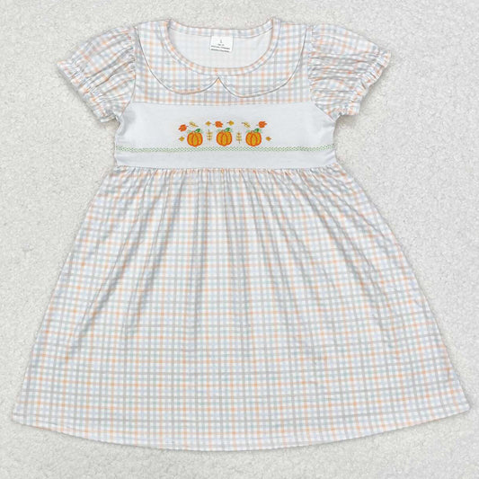 Baby Girls Dress Fall Pumpkin Leaves Knee Length Dresses GSD1420