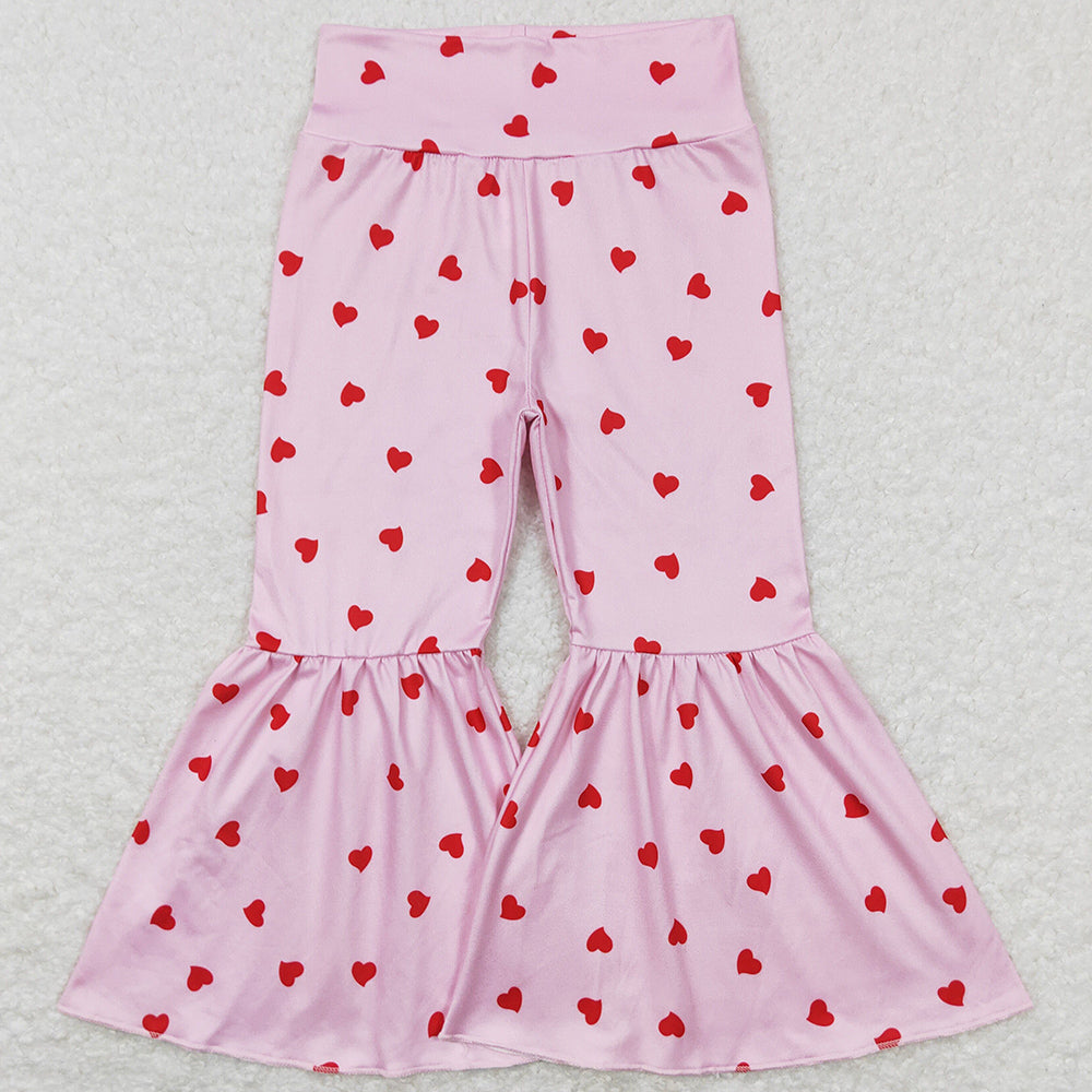 Baby Girls Pants Pink Hearts Bell Bottom Pants P0339