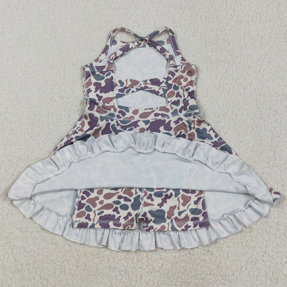 Baby Girls Dress Strap Camo Yoga Ruffle Knee Length Dresses GSD2310 5.8