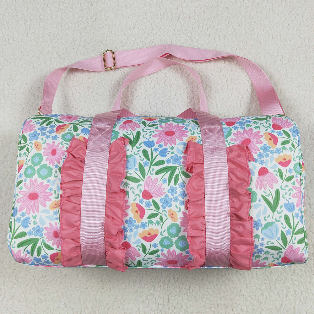 Kids Girls Bags Pink Ruffle Floral Print Gym Duffle Bags BA0290 7.9