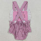 Baby Girls Embroidery Fishing Pink Checked Strap Checked Hunting Ruffle Rompers SR3414 12.8