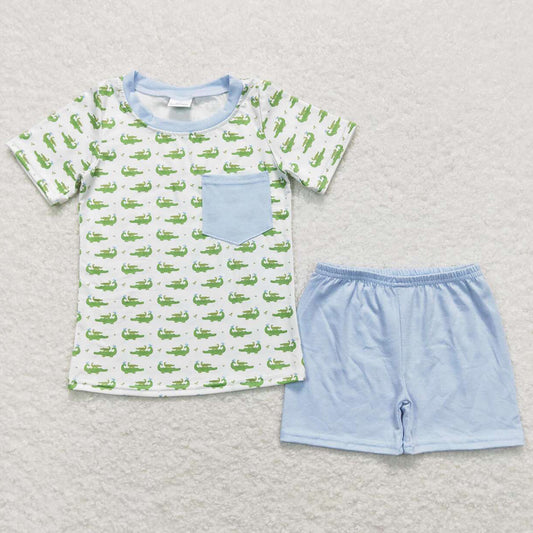 Baby Boys Clothes Crocodile Pocket Tee Shirts Shorts Sets BSSO0556