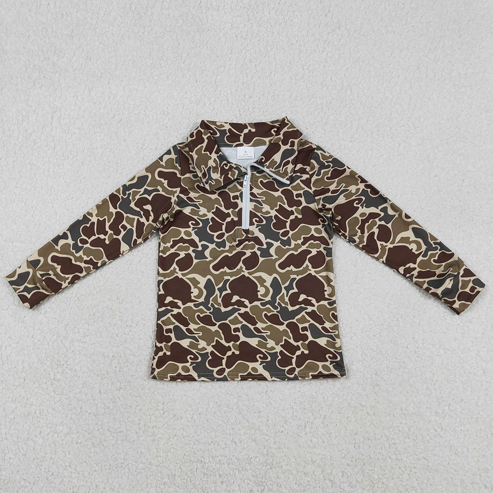 Baby Boys Clothes Southern Dark Khaki Camo Zipper Pullovers Top BT1649 12.31