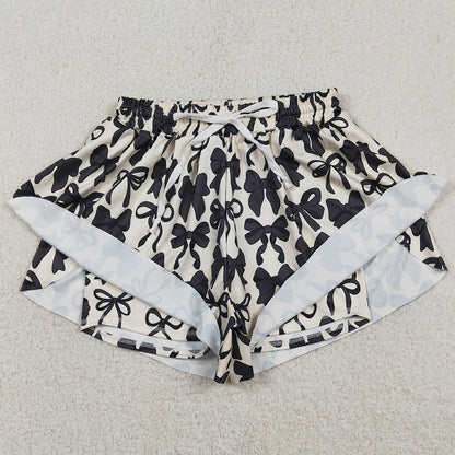 Adult Women Shorts Black Bows Yoga Active Shorts Bottom SS0765 12.31