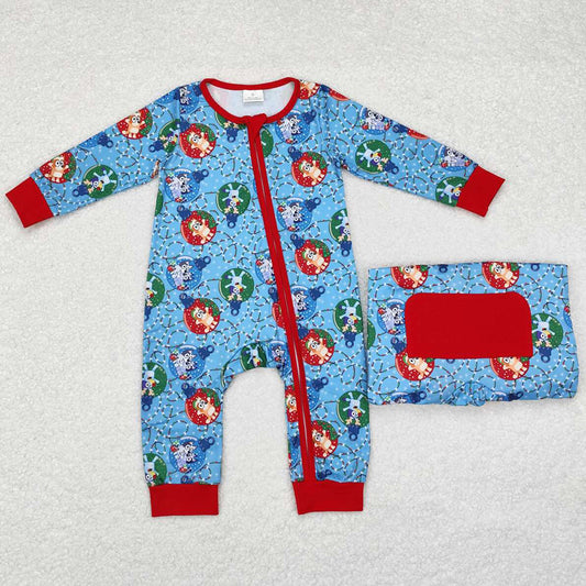 Baby Infant Boys Rompers Christmas Dogs Long Sleeve Zip Rompers LR1315