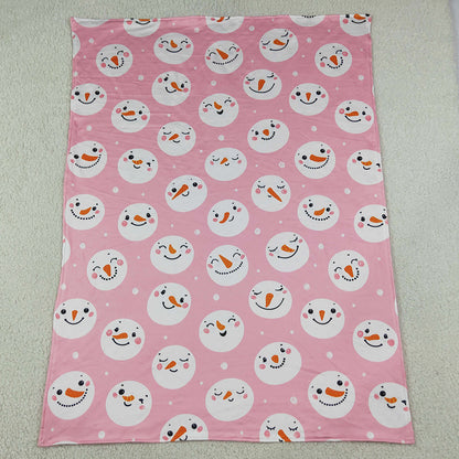 Baby Girls Blankets Pink Snowmen Christmas Blankets BL0266