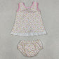Baby Girls Clothes Sleeveless Colorful Flowers Back Bow Tunic Bummies Clothes Sets GBO0518