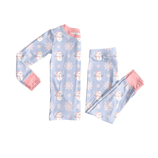 Preorder(moq 5) Baby Girls Christmas Snowman Flake Top Pants Lounge Wear Pajamas Sets 8.11