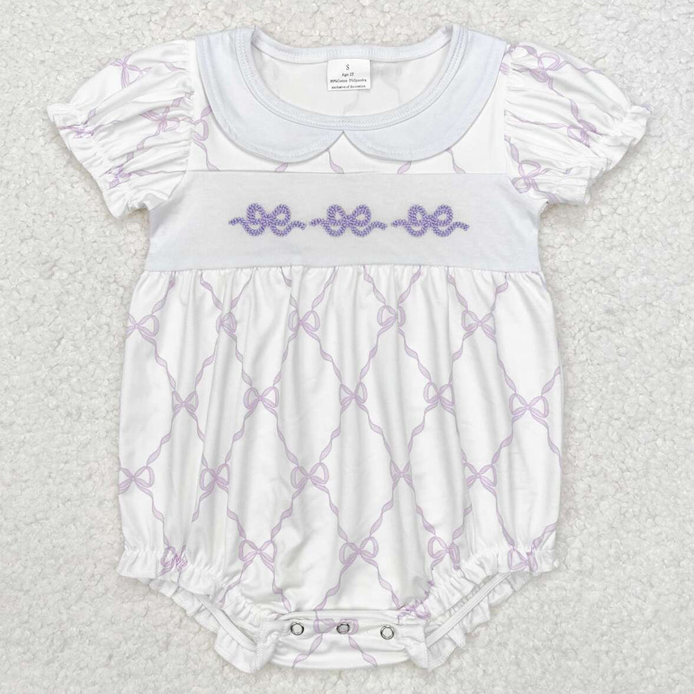 Baby Infant Girls Rompers Bows Purple Short Sleeve Rompers SR1968