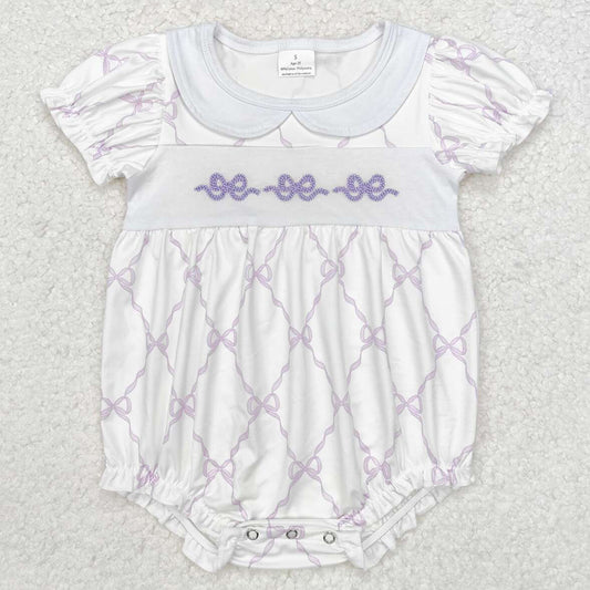 Baby Infant Girls Rompers Bows Purple Short Sleeve Rompers SR1968