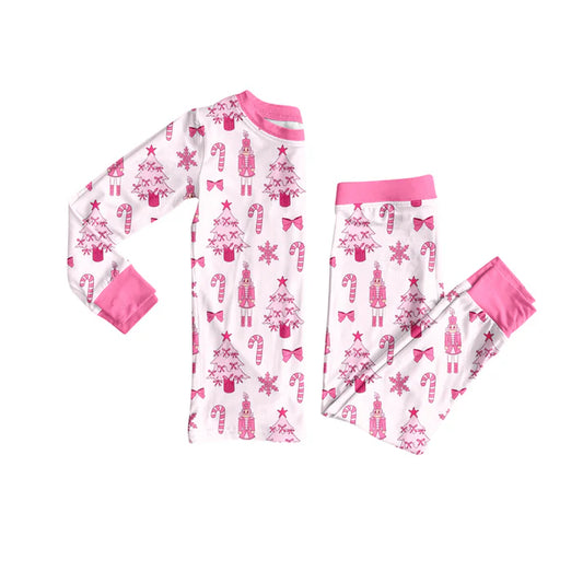 Preorder (moq 5)Baby Girls Pink Long Sleeves Soldier Trees Top Pant Pajamas Set 6.17
