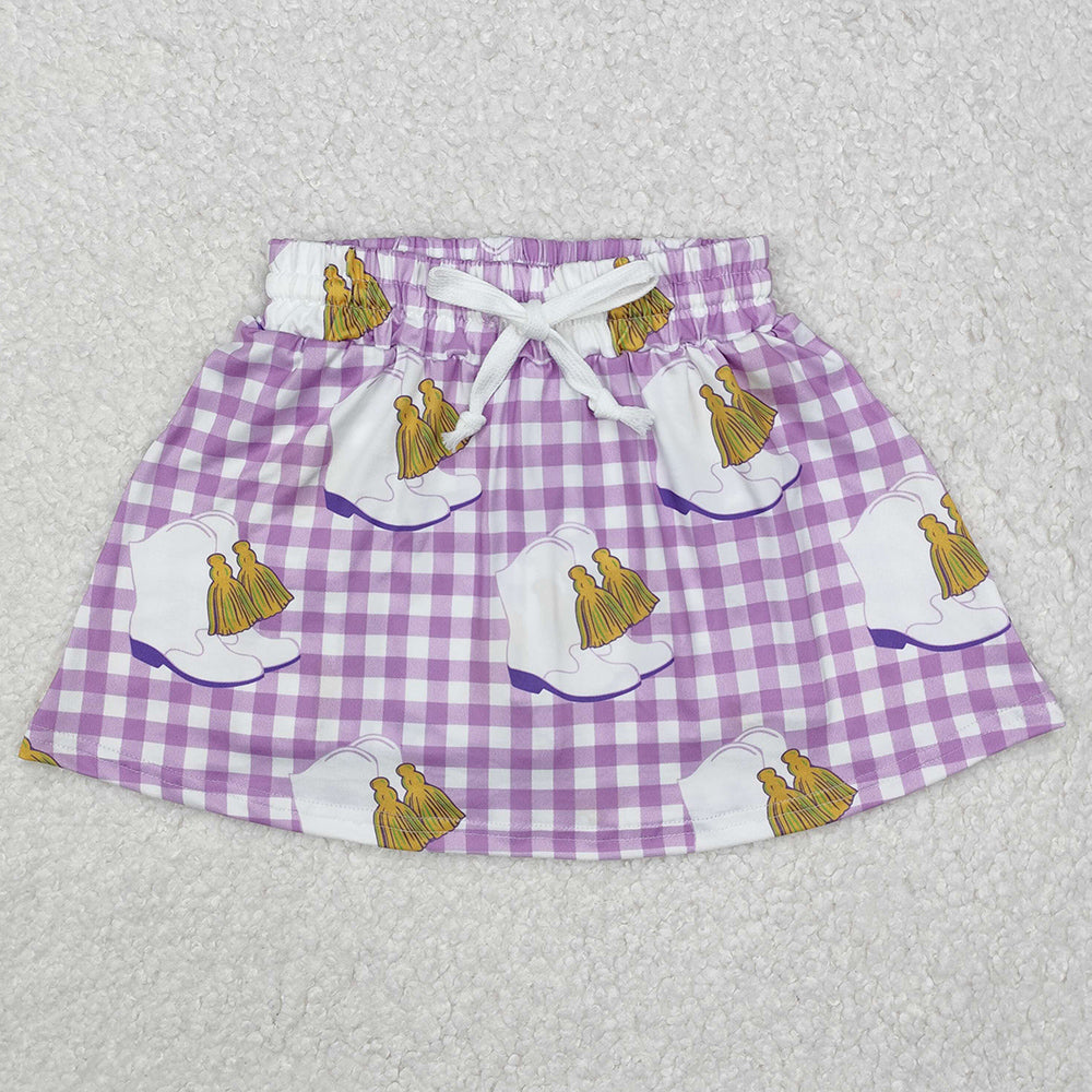 Baby Girls Skirt Mardi Gras Checkered Boots Skort Skirts GLK0035