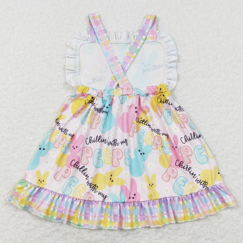 Baby Girls Dress Colorful Easter Bunnies Knee Length Dresses GSD0551