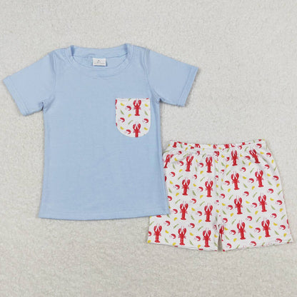 Baby Girls Clothes Lobseter Tunic Summer Kids Sibling Clothing Boys Outfits GSSO0698