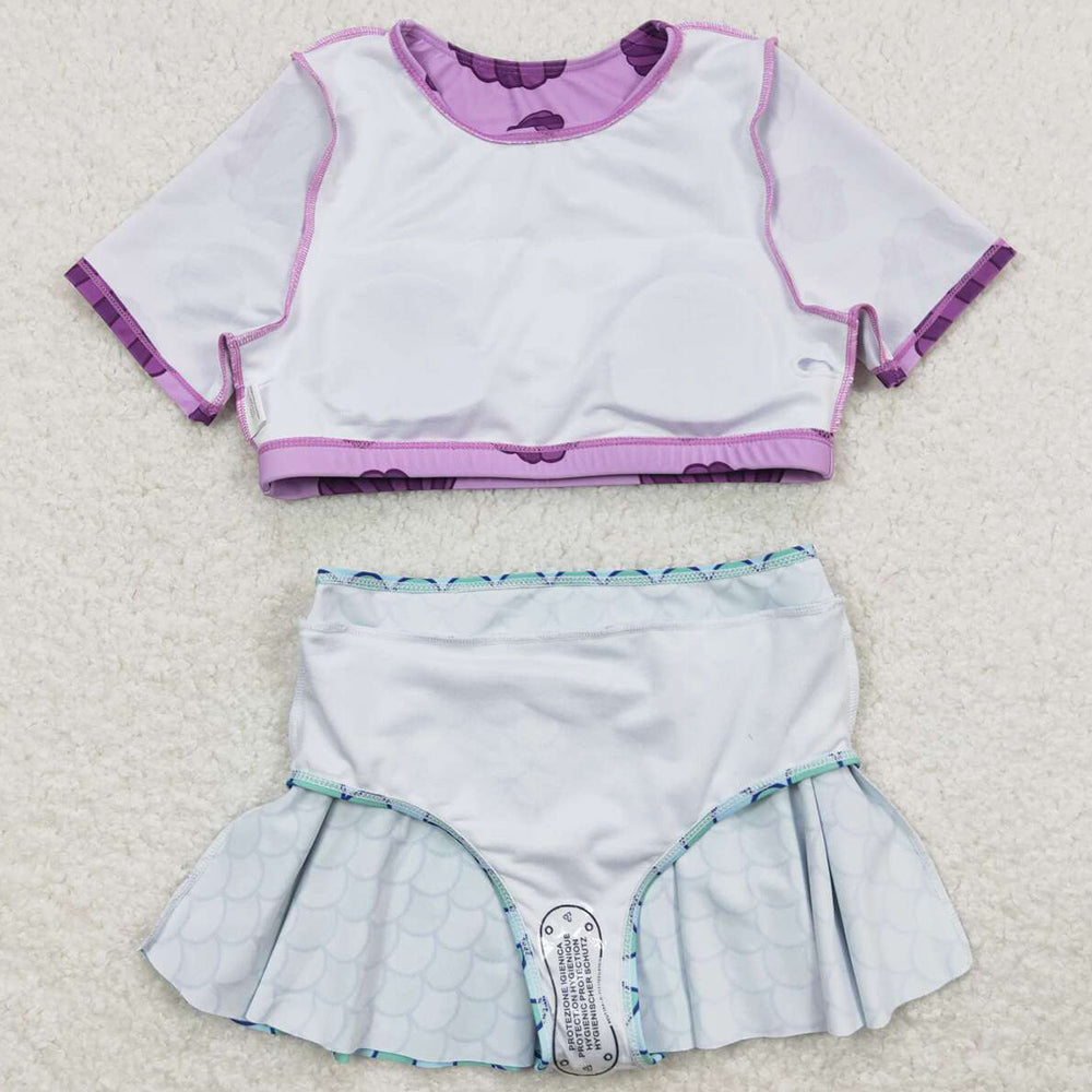 Baby Infant Girls Swimsuits Short Sleeve Shirt Skirt 2pcs Swimsuits S0222