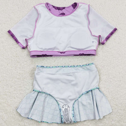Baby Infant Girls Swimsuits Short Sleeve Shirt Skirt 2pcs Swimsuits S0222