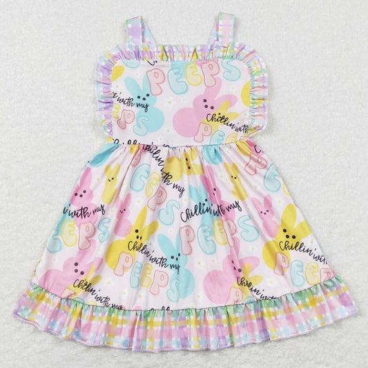 Baby Girls Dress Colorful Easter Bunnies Knee Length Dresses GSD0551