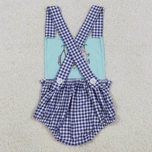Baby Boys Rompers Embroidery Fishing Checked Strap Hunting Rompers SR3413 12.10