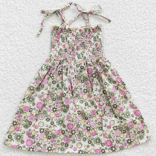 Baby Girls Dress Flowers Elastic Knee Length Dresses GSD0371