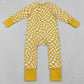 Baby Infant Boys Rompers Yellow Checkered Zip Footie Long Sleeve Rompers LR1089 10.1