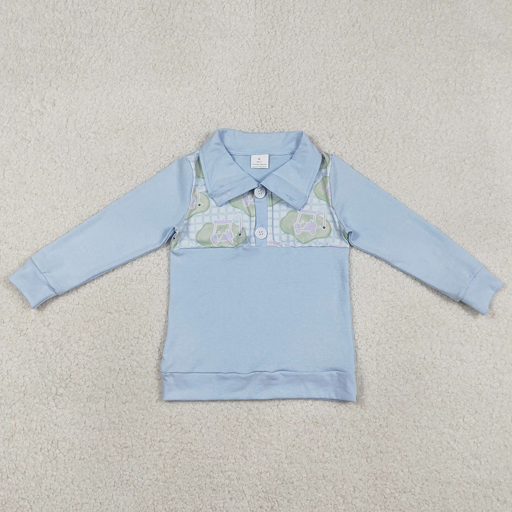 Baby Boys Clothes Blue Checked Golf Flags Button Polo Shirts Top BT1492 1.2