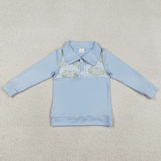 Baby Boys Clothes Blue Checked Golf Flags Button Polo Shirts Top BT1492 1.2