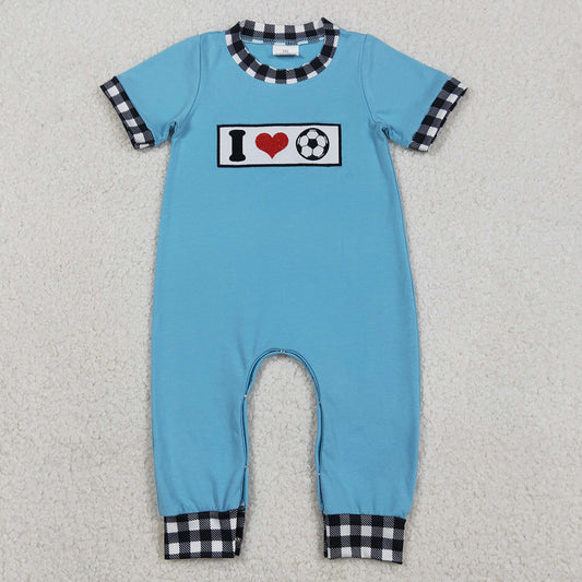 Baby Boys Rompers Embroidery I Love Footballs Team Footie Rompers SR3369 12.25