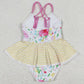 Baby Girls Swimsuits Flowers Yellow Stripes Ruffle One Piece Swimsuits S0250