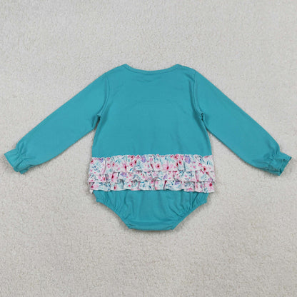 Baby Girls Rompers Embroidery Floral Bows Ruffle Collar Bubble Rompers LR2432 10.20