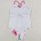 Baby Girls Swimsuits Flowers Yellow Stripes Ruffle One Piece Swimsuits S0250