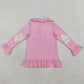 Baby Girls Clothes Pink Checked Golf Flags Button Polo Shirts Top GT1402