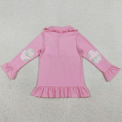 Baby Girls Clothes Pink Checked Golf Flags Button Polo Shirts Top GT1402