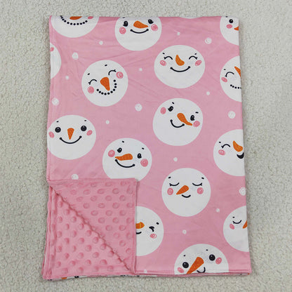 Baby Girls Blankets Pink Snowmen Christmas Blankets BL0266