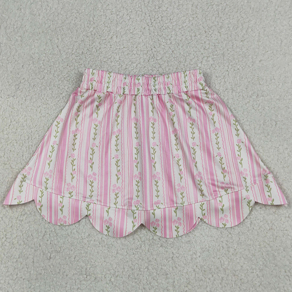 Baby Girls Skirts Pink Bows Flowers Stripe Scallop Skirt Shorts Bottom GLK0238