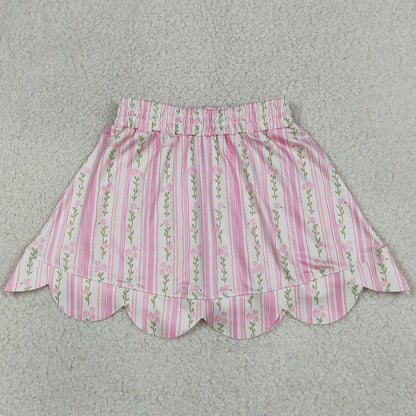 Baby Girls Skirts Pink Bows Flowers Stripe Scallop Skirt Shorts Bottom GLK0238