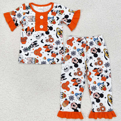 Baby Girls Pajamas Halloween Short Sleeve Tee Shirt Pants Pajamas Sets GSPO1552 BSPO0390