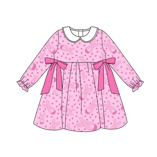 Preorder (moq 5)Baby Girls Wear Pink In Oct Bows Knee Length Dresses 8.12