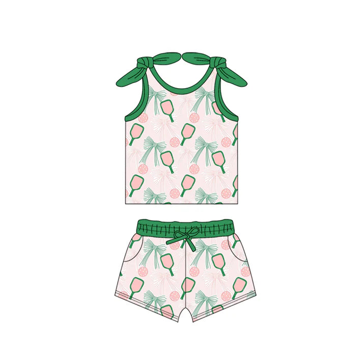 Preorder moq 5 Baby Girls Bows Sleeveless Bows Popsicle Top Sets 4.15