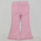 Baby Girls Pants Elastic Pink Fringe Ruffle Denim Jeans P0463