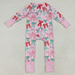 Baby Girls Rompers Pink Long Sleeves Colorful Bows Zipper Rompers LR2266 6.24