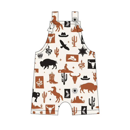 Preorder moq 5 Baby Boys Straps Cowboys Rodeo Rompers 5.12