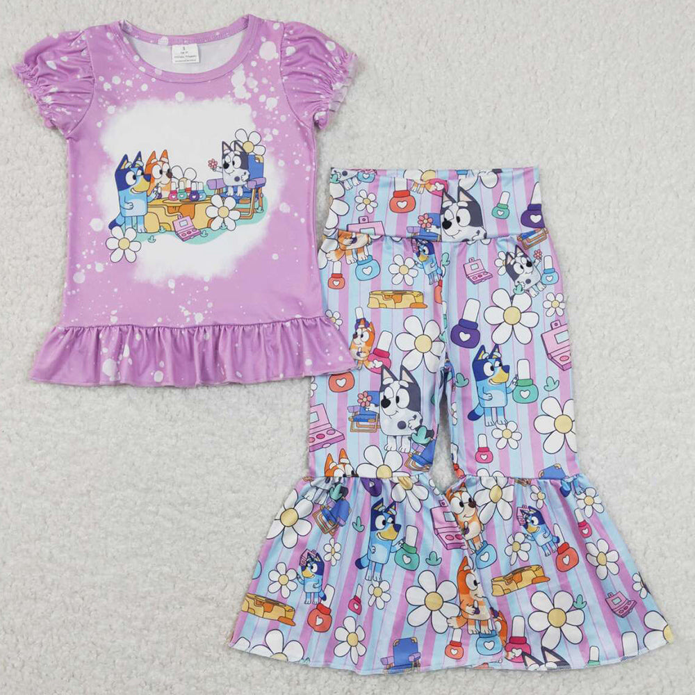 Baby Girls Clothes Short Sleeve Shirts Tops Bell Pants Sets GSPO1376