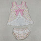 Baby Girls Clothes Sleeveless Colorful Flowers Back Bow Tunic Bummies Clothes Sets GBO0518