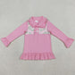 Baby Girls Clothes Pink Checked Golf Flags Button Polo Shirts Top GT1402