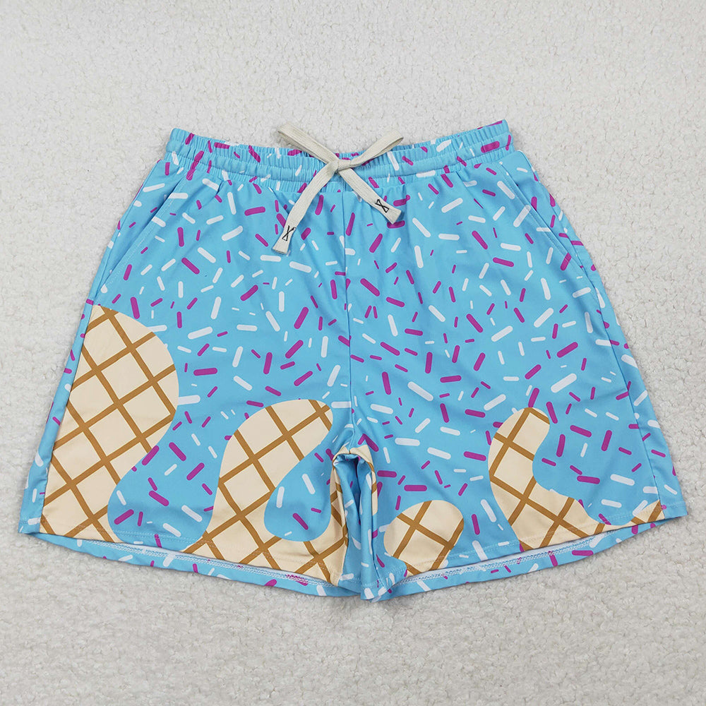 Adult Men Swimsuits Blue Drip Sprinkles Team Swimming Trunks Bottom S0578